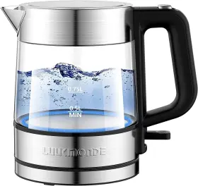 1500w Luukmonde 731905594904 Electric Kettle 1 Liter Glass Tea Light Weight Cordles