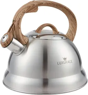 11268 Luxgrace Creative Home 2.3 Quart Stainless Steel Whistling Tea Kettle Satin Finish