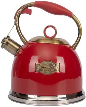 Luxgrace 313109966949 Tea Kettle Whistling Teapot 3 Quart Stainless Steel Red Stovetop