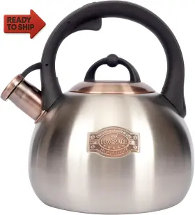 Luxgrace 445002168113 3.1 Quart Teal Whistling Tea Kettle For Stove Top Food Grade Stainless Steel