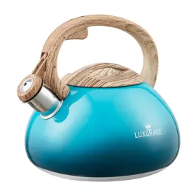 Luxgrace 770824254162 S-p Teapot Whistling Tea Kettle With Wood Pattern Handle Loud Whistlefood Gra