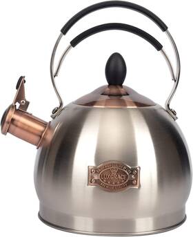 Luxgrace T13-silver Whistling Tea Kettle Stainless Steel Teapot Teakettle For Stovetop Induction St