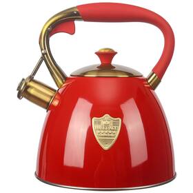 Luxgrace T15-red 2.9 Quart Whistling Tea Kettle - Stainless Steel Stovetop Teapot