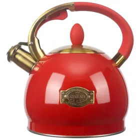 T16-red Luxgrace 3quart Whistling Tea Kettle Classic Teapot Stainless Steel Teakettle With Coo