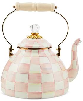 Mackenzie-childs 0889236 Mackenzie-childs Rosy Check Enamel Tea Kettle 2 Quart