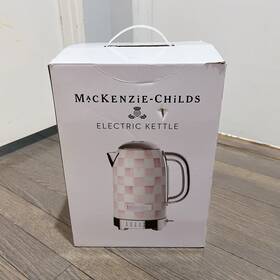 Mackenzie-childs 37600-840 Mackenzie-childs Mocha Check Electric Kettle Pink - Brand New