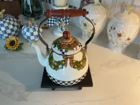 6997tw16090 Mackenzie-childs Evergreen Tea Kettle 2 Quart