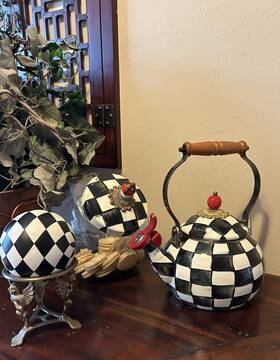 Mackenzie-childs 6997tw21120 Mackenzie-childs Courtly Check Whistling Tea Kettle Teapot 10.75 X 10 Inch Wide