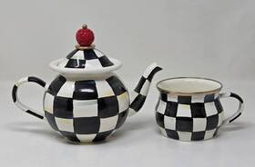 Mackenzie-childs 846823139622 New Mackenzie-childs Courtly Check Tea Party Set