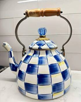 Mackenzie-childs 89236240 Mackenzie-childs Royal Check Enamel Tea Kettle - 3 Quart