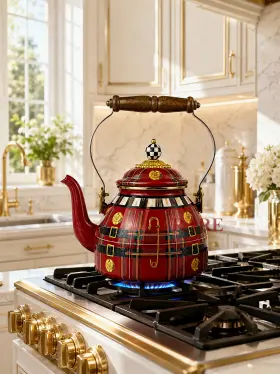 89257-1130 Mackenzie-childs Kilted Special Edition Courtly Tea Kettle 2 Quart New No Box