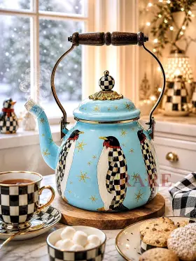 89257-1139 Mackenzie-childs Penguin Special Edition Tea Kettle 2 Quart New No Box