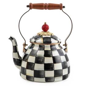 Mackenzie-childs B004hicopa Mackenzie-childs Courtly Check Enamel Tea Kettle 2-quart Stovetop Black/white