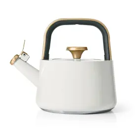Made By Gather 445014873852 Drew Barrymore 1.8l Ceramic Non-stick Stovetop Tea Kettle White Icing