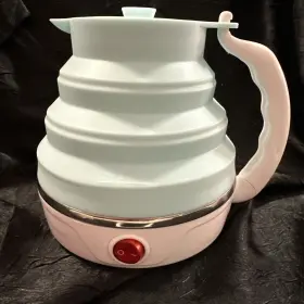 Bysh-700 Magitic Light Blue Collapsible Foldable Electric Silicone Travel Kettle Works Exc 600ml