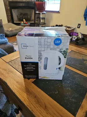 Mainstays 705353183140 1.7-liter Plastic Electric Kettle White New Inbox With Manual