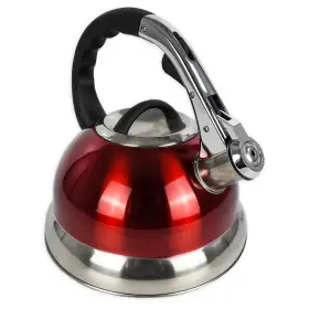 Mainstays 972670561870 3 Liter Whistling Tea Kettle Stainless Steel Red