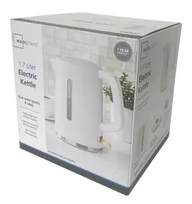 Ms8400778514-3-21 Mainstays 1.7l Electric Kettle Color White New Condition Automatic Shut-off