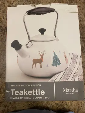 100072766 Martha Stewart Holiday Collection 2 Quart Enamel-on-steel Tea Kettle