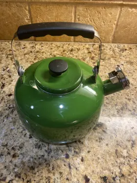 2918680 Martha Stewart Collection Enameled Steel 2.5 Quart Tea Kettle