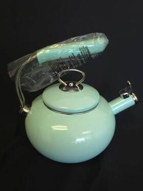 Martha Stewart 985121907m Everyday 1.5 Quart Enamel On Steel Tea Kettle In Blue