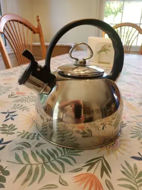 Hj21019 Martha Stewart Whistling Tea Kettle Essentials Polished Stainless Steel 1.5qt