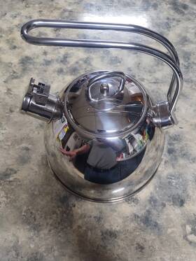 Martha Stewart M127 Stainless Steel Gooseneck Tea Kettle Pot Whistling Stovetop