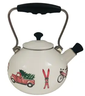 Ms-z9080094 Martha Stewart The Collection 2- Quart Tea Kettle Enamel On Steel Holiday White
