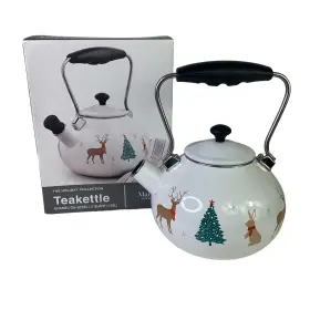 Sme10719 Martha Stewart 2 Quart Christmas Teakettle Enamel On Steel With Box Whistles Retail 79