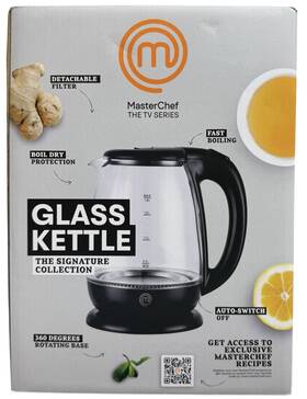 Masterchef Vrd919103336 Glass Electric Kettle 1.8l Fast Boil 360 Base Auto Shutoff New