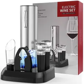 Kpq00012 Maxdone Wine Opener Electric 7-in-1 Set With Silver Black
