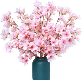 Mealthy 705353885914 6pcs Artificial Cherry Blossom Branches Decor Fake Flowers 16 Inch Silk Faux