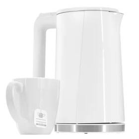 Megachef 313019152104 7 Cup Double Wall Stainless Steel Electric Tea Kettle In White