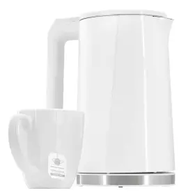 Megachef 313019152104 7 Cup Double Wall Stainless Steel Electric Tea Kettle In White