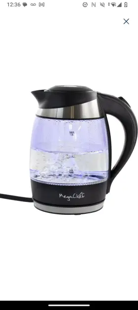 383853 Megachef 1.8l Electric Automatic Glass Kettle Black Stainless Steel