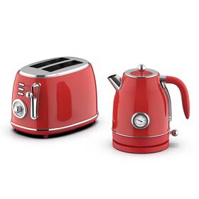 Megachef 54412 Mc-btbk-r 1.7 Liter Electric Tea Kettle And 2 Slice Toaster Combo