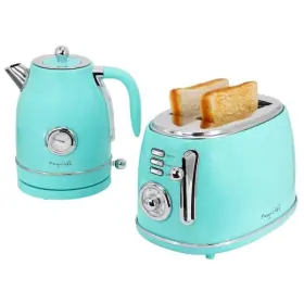 Megachef 669185184938 1.7 Liter Electric Tea Kettle And 2 Slice Toaster Combo In Turquoise