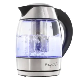 Megachef 840191210402 1.8lt. Glass And Stainless Steel Electric Tea Kettle With Infuser