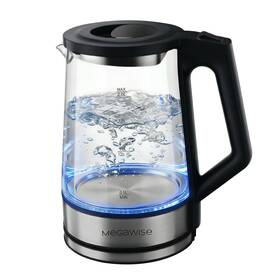 Megawise Cx-821 Electric Glass Kettle With Auto Shut-off Bpa-free Stainless Steel Inner Lid