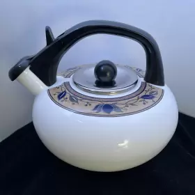 Az008 Mikasa Arabella Tea Kettle Whistling Stovetop Enameled Steel Large 64fl Oz