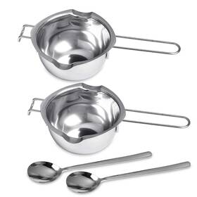 Milkary 695510074018 2 Pieces Stainless Steel Double Boiler Pot With Metal A. 400ml/14oz Silver