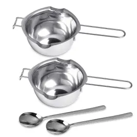 Milkary 695510074018 2 Pieces Stainless Steel Double Boiler Pot With Metal A. 400ml/14oz Silver
