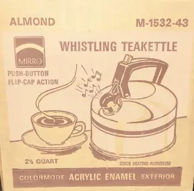 M-1532-43 Mirro Push-button Whistling Teakettle Almond Acrylic Enamel 2.5 Quart