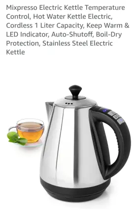 Etk-st304ss Mixpresso Temperature Control 1 Liter Electric Kettle Keep Warm Auto-shutoff Led