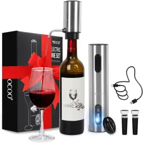 Kp3-362102 Moocoo Electric Wine Opener Gift Set Automatic Bottle Silver
