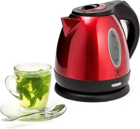 Moss & Stone 445007536559 And Stainless Steel Small Electric Kettle Red Color Cordless 1.2l Port