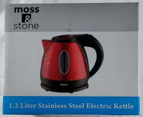Etk-st202rd-ms Moss & Stone And 1.2 Liter Red Stainless-steel Electric Kettle 360 Rotary Base B1