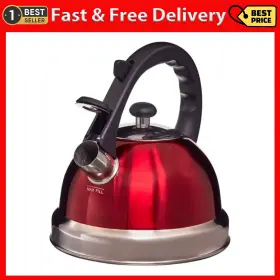 Mr Coffee 313023844866 Mr. Claredale 1.7 Quart Whistling Stainless Steel Tea Kettle In Red