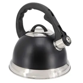 985122243m Mr. Coffee Whistling Tea Kettle 9-cup Black Stainless Steel Stay-cool Handle
