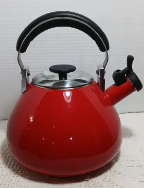Gibo072115 Mr. Coffee Whistling Tea Kettle Red 1.8 Quart